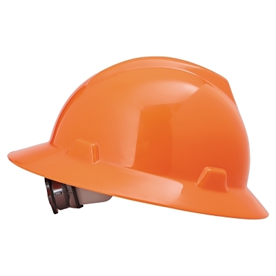 FLUORESCENT ORANGE V-GARD HAT W/RATCHET SUSPENSI